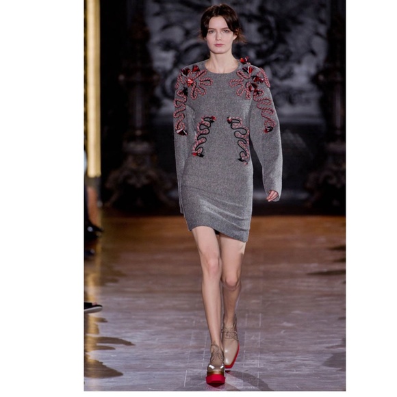 Stella McCartney “Runway” Wool Blend with rope detail Shift Dress in Tweed - Picture 3 of 11